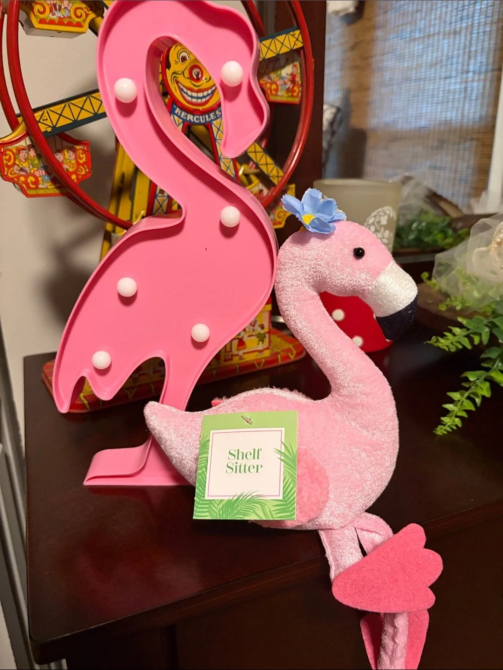 Shelf Sitter Pink Flamingo Plush Décor - Home Party Supplies/Flamingo light up